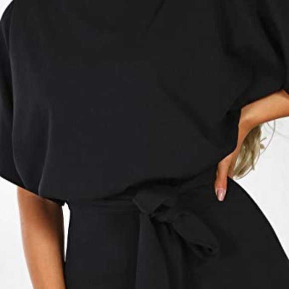 NWOT Queenie Visconti Sz Small black pants wide leg romper - Picture 2 of 4